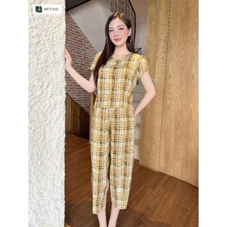 (Sẵn) 27KVBD008 Bộ lanh ngố Ken va Họa tiết đơn giản siêu dễ thương đáng yêu, chất lanh dùng cực thích cho mùa hè