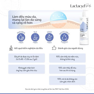 Sữa tắm Lactacyd Healthy Bright làm đều màu da, mang lại làn da sáng khỏe, rạng rỡ và tự tin