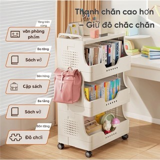 Xe Đẩy Kệ Nhựa Đa Năng Siêu Dày – Kệ Đựng Sách, Đồ Văn Phòng, Đồ Ăn Vặt Có Bánh Xe Di Chuyển Linh Hoạt