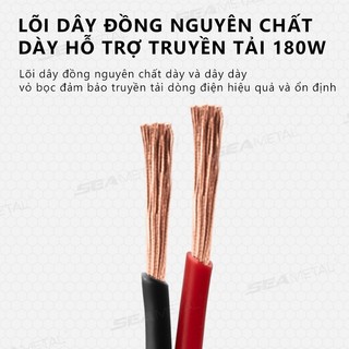 SEAMETAL Tẩu Sạc Ô Tô 12V 24V 180W Bộ Chia 2 Cổng Sạc Nhanh Có Cầu Chì 15A An Toàn