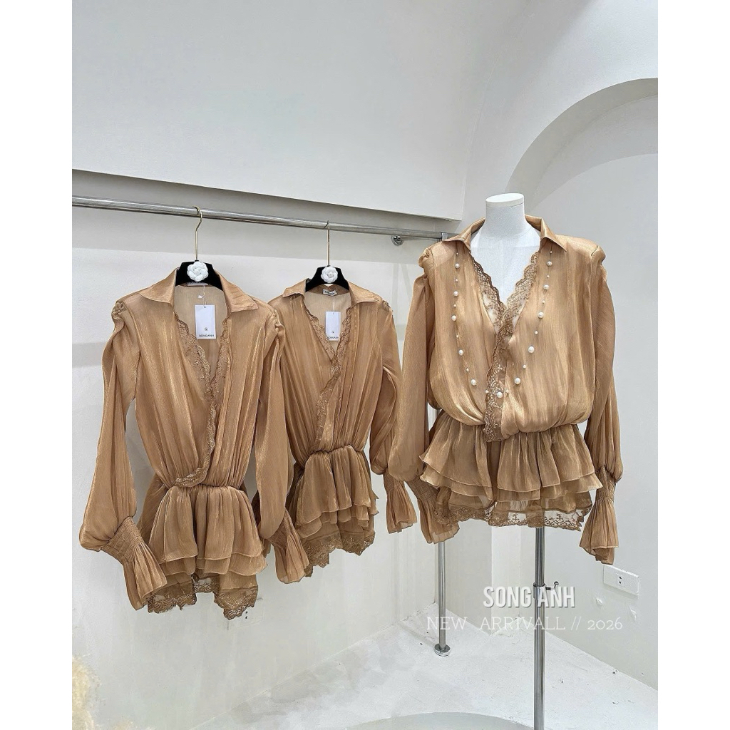 New  Chiếc váy tơ mix ren siêu xinh  Màu nâu tây chảnh xỉu nè Sm 📌