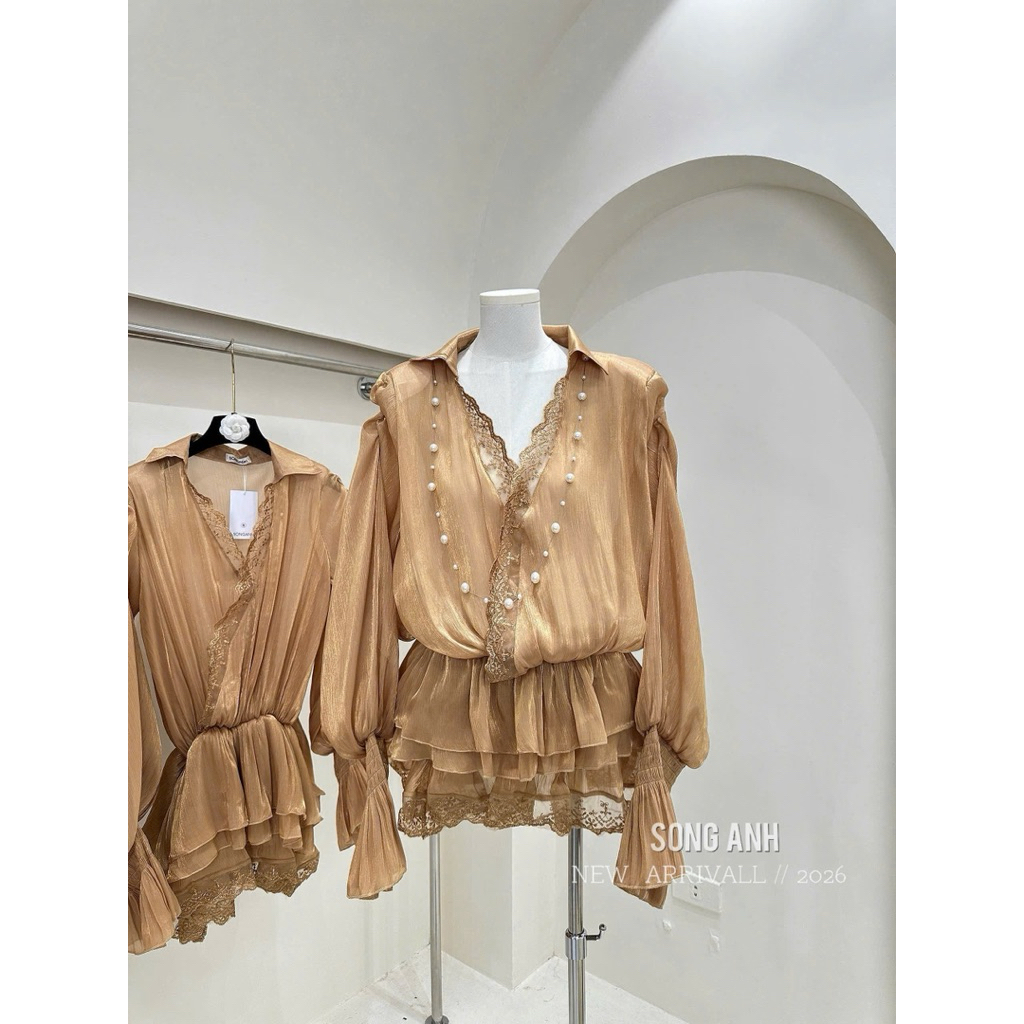 New  Chiếc váy tơ mix ren siêu xinh  Màu nâu tây chảnh xỉu nè Sm 📌