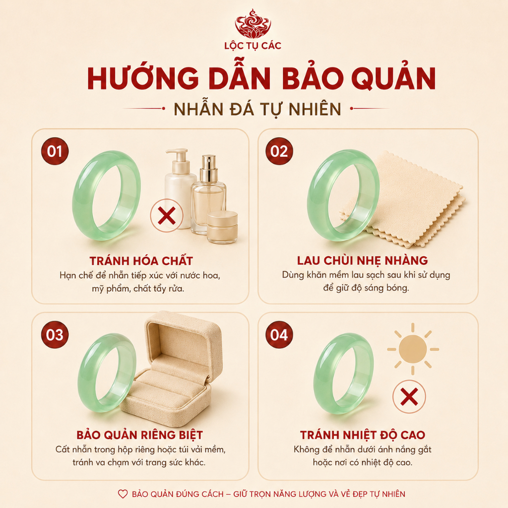 Nhẫn Đá Khổi Gems Chalcedony màu Xanh Mint Chất Băng - Khởi Quang tinh xảo thu hút năng lượng XM002