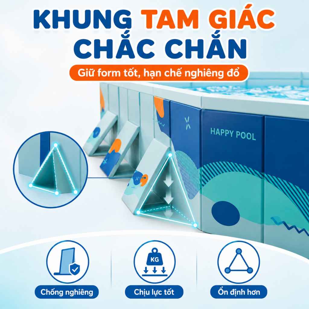 Hồ Bơi Gấp 3M Cho Cả Gia Đình, Không Cần Bơm, Khung Chắc Chắn, Dễ Gấp Gọn,nhẹ Nhàng cất trữ