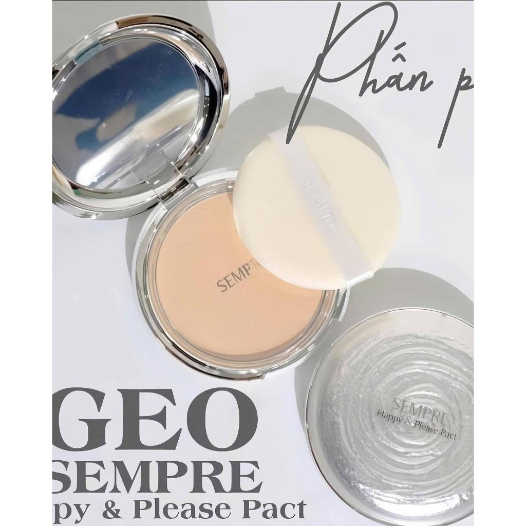 [Chính Hãng] Phấn phủ siêu mịn, kiềm dầu Geo Sempre BẠC - 1 Hộp