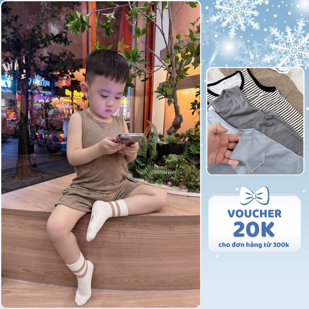 [À ƠI SHOP] D37- set 4 bộ ba lỗ màu trơn và sọc- a100.138