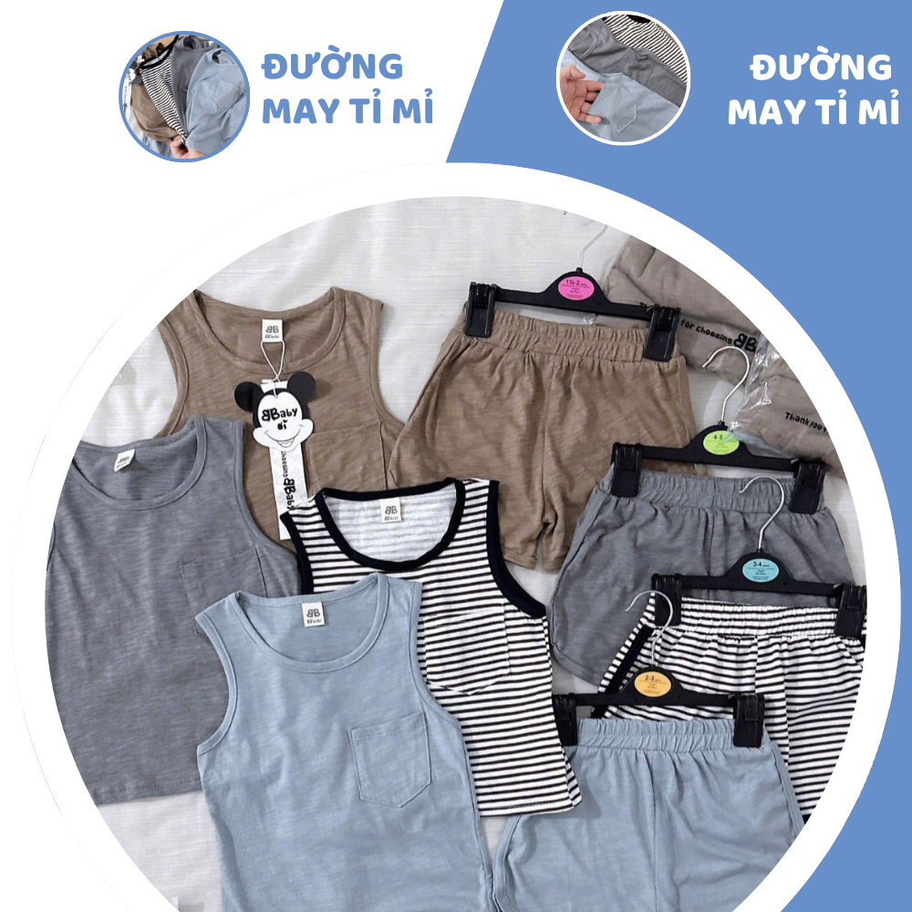 [À ƠI SHOP] D37- set 4 bộ ba lỗ màu trơn và sọc- a100.138