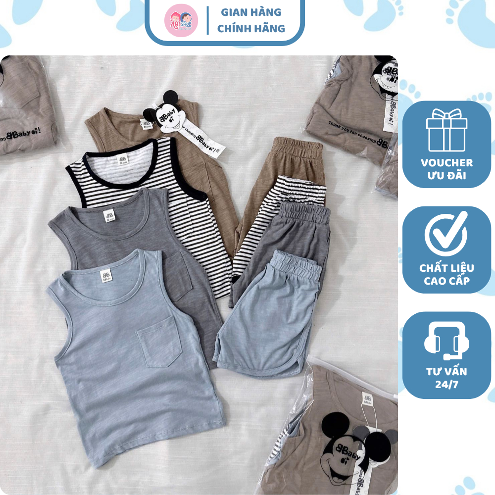[À ƠI SHOP] D37- set 4 bộ ba lỗ màu trơn và sọc- a100.138