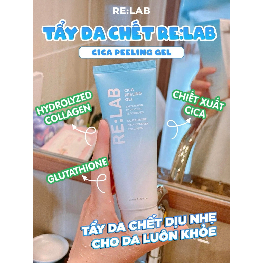 Tẩy tế bào chết dạng gel Re:lab cica peeling gel 120ml - hạn 2028 Hàn Quốc tẩy da chết relab  IS347