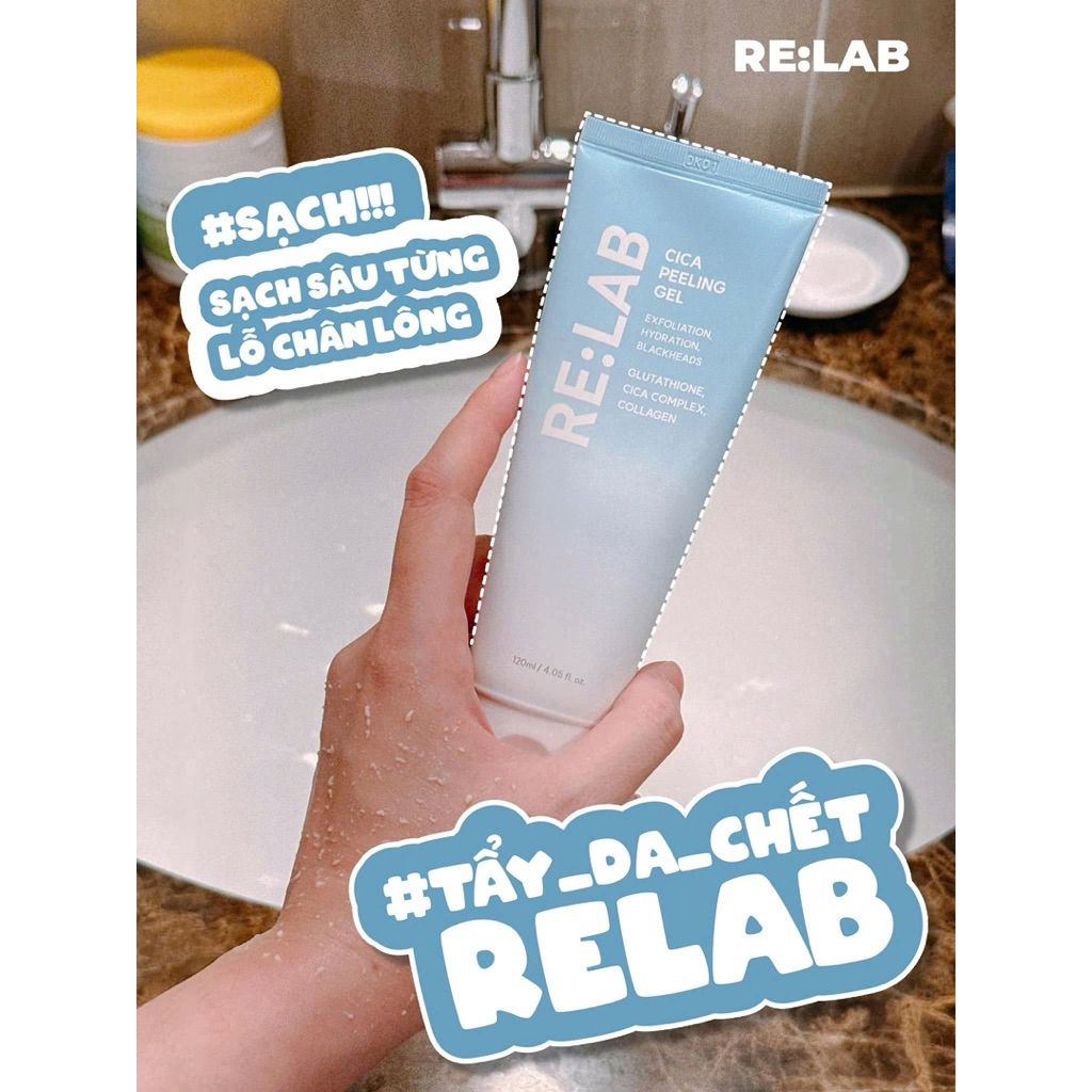 Tẩy tế bào chết dạng gel Re:lab cica peeling gel 120ml - hạn 2028 Hàn Quốc tẩy da chết relab  IS347