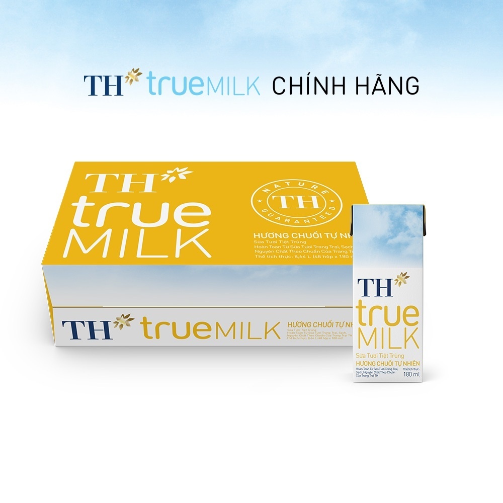 [LIVESTREAM] Thùng 48 hộp sữa tươi tiệt trùng TH true MILK hương chuối 180 ml (180 ml x 48)