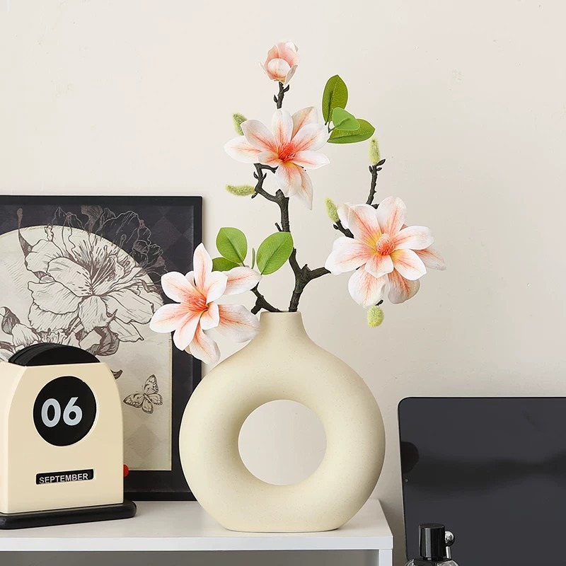 Bình họ hoa tròn mập gốm decor nhà cửa