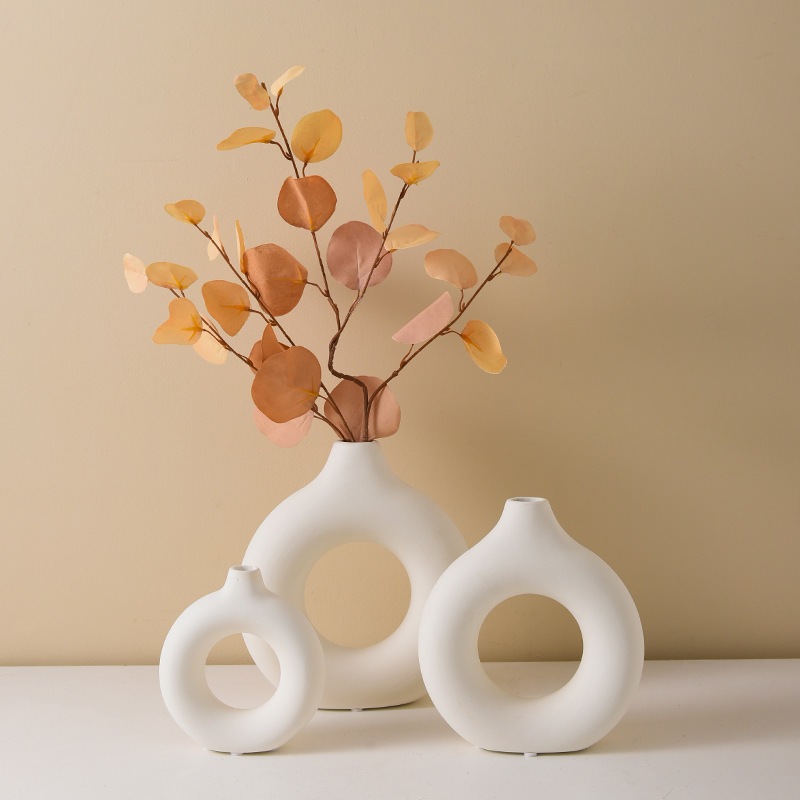 Bình họ hoa tròn mập gốm decor nhà cửa