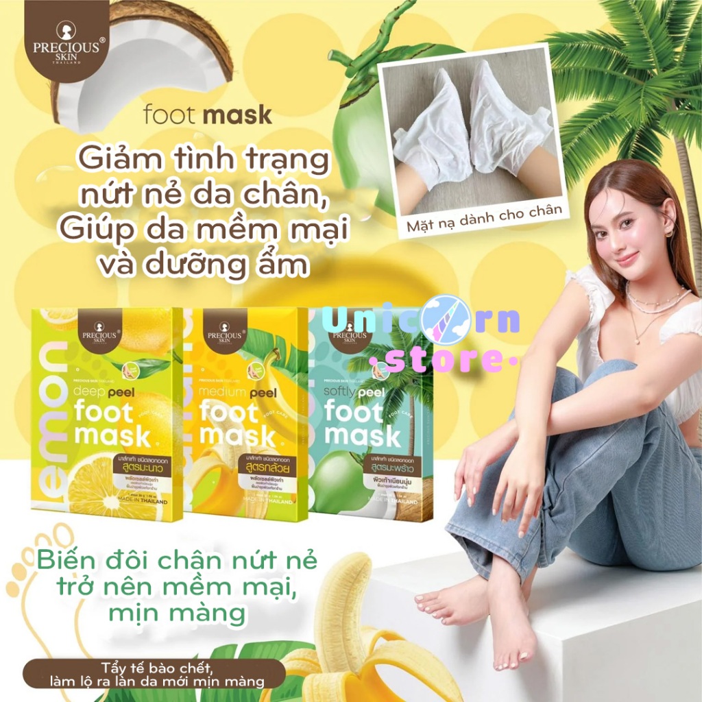 (Bao bì mới) Mặt Nạ Dưỡng Da Chân Precious Skin Thailand Softly Peel Foot Mask 30g