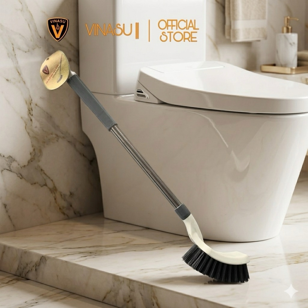 Cọ vệ sinh nhà tắm, cọ chà toilet, bàn chải vệ sinh nhà tắm cán dài Vinasu