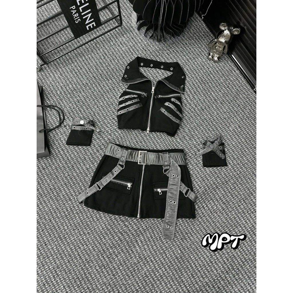 🔱 Set umi mix xước óng  ( kèm tay , có mút ngực )  Size S/M