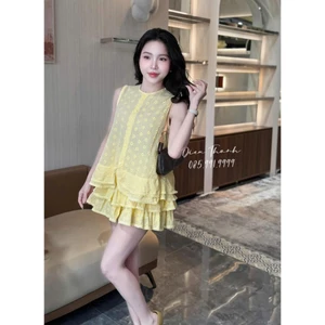 SET ÁO BABYDOLL THÊU HOA PHỐI CHÂN VÁY TẦNG MÀU VÀNG BƠ NGỌT NGÀO | STYLE TIỂU THƯ HÀN QUỐC | BY CHAMIE STORE