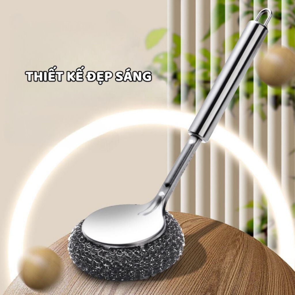 Cọ Chà Nồi Inox ALOHOME Tay Cầm Dài, Dụng Cụ Rửa Chén Thay Thế Miếng Cọ Tiện Dụng