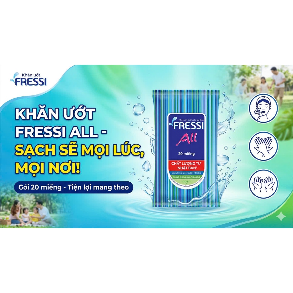 💎 KHĂN ƯỚT FRESSI ALL (20 MIẾNG) – CHĂM SÓC GIA ĐÌNH CHUẨN NHẬT BẢN