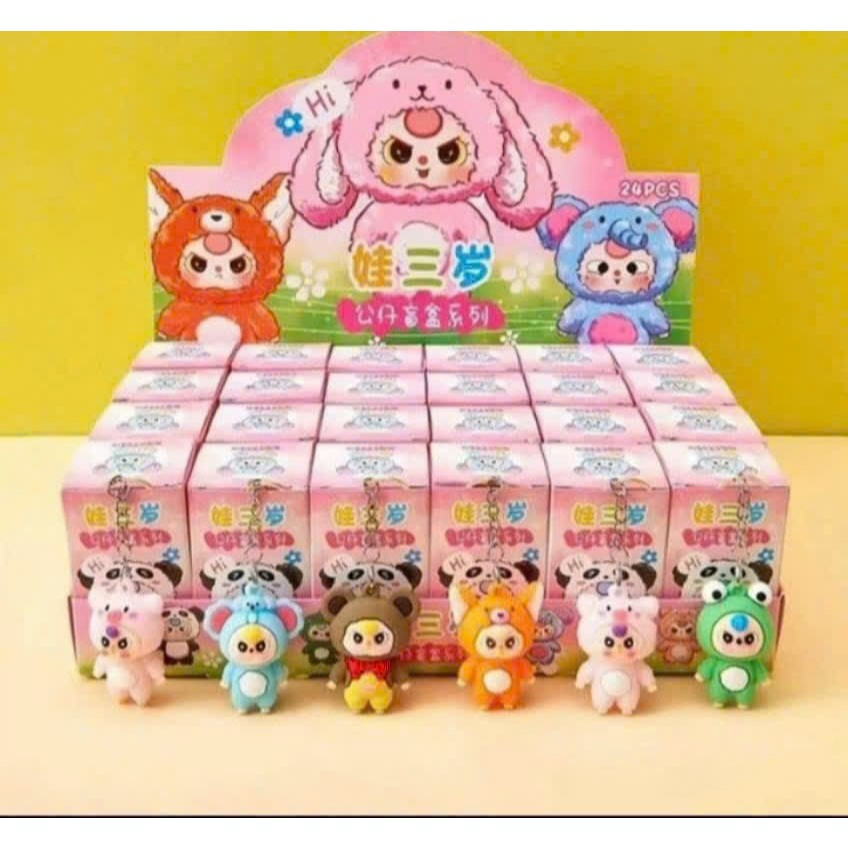 Lẻ 1 Hộp Blindbox hộp móc khóa labubu kuromi capybara, caby, baby,