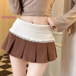Chân váy xoè xếp ly ngắn lưng cao có quần bảo hộ đen xám nâu VANISA CV056