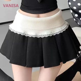 Chân váy xoè xếp ly ngắn lưng cao có quần bảo hộ đen xám nâu VANISA CV056