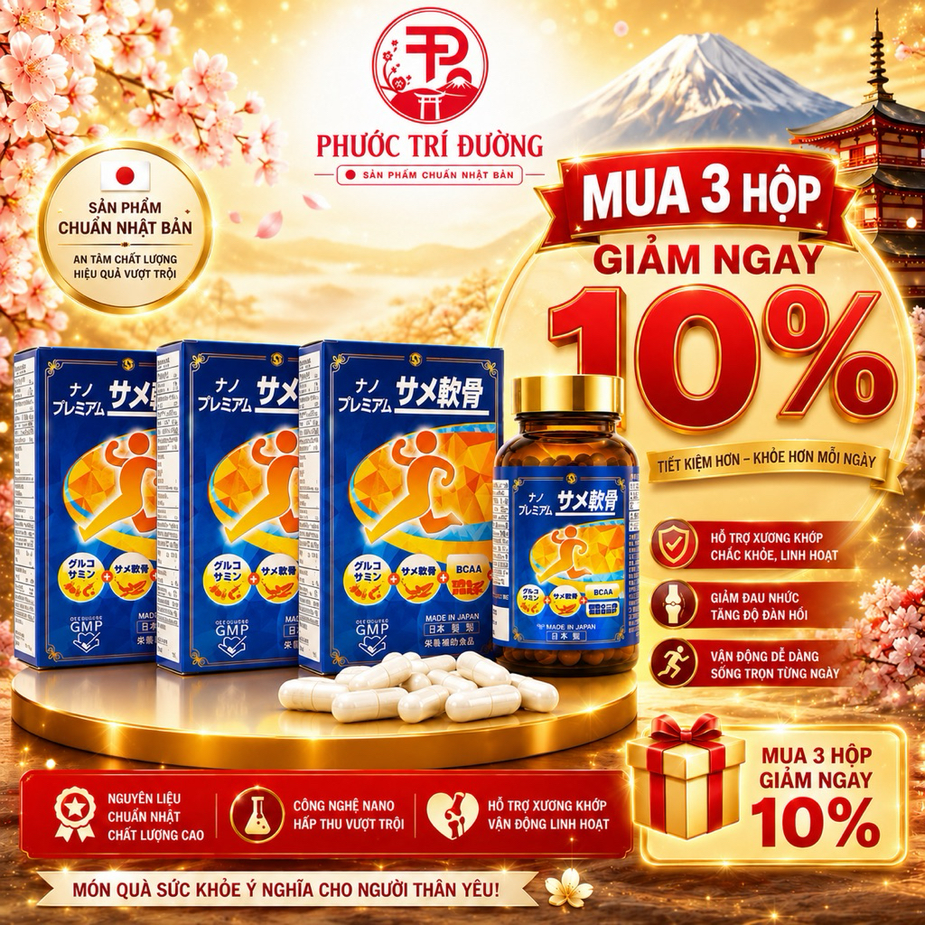[Liệu Trình MUA 3 GIẢM 10%] Viên uống Sụn Vi Cá Mập Nano Premium Shark Cartilage Nhật Bản (Hộp 150 viên)