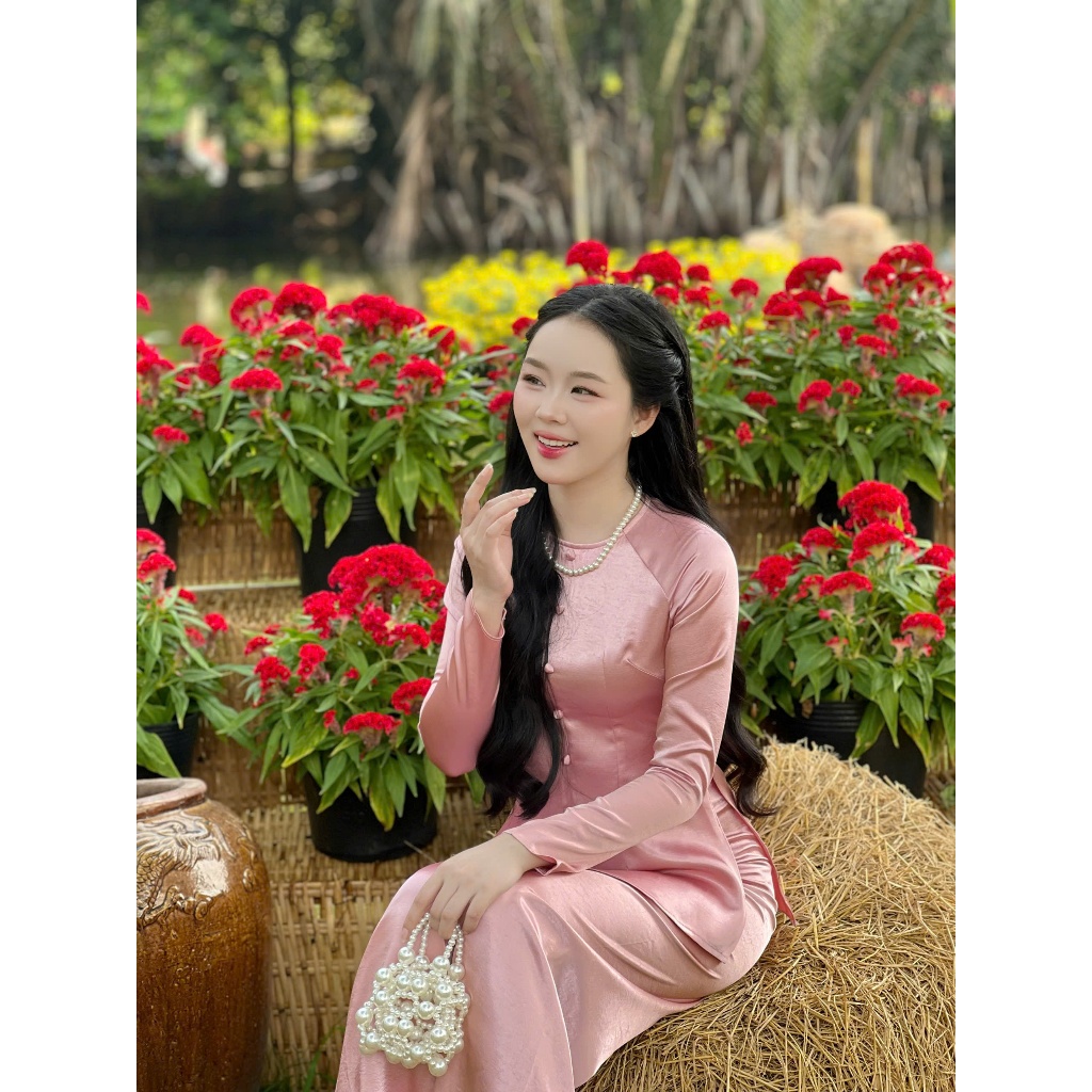 B.a180 -Bộ Bà Ba LụA ValeNtinooOoo ChÂu Sa CaO Cấp Cổ TrÒn Nút Nụ Dây Kéo QUẦN CÙNG CHẤT