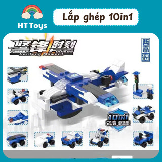 Bộ mô hình đồ chơi lắp ráp xếp hình 10in1 mini 3D các loại xe oto HT Toys