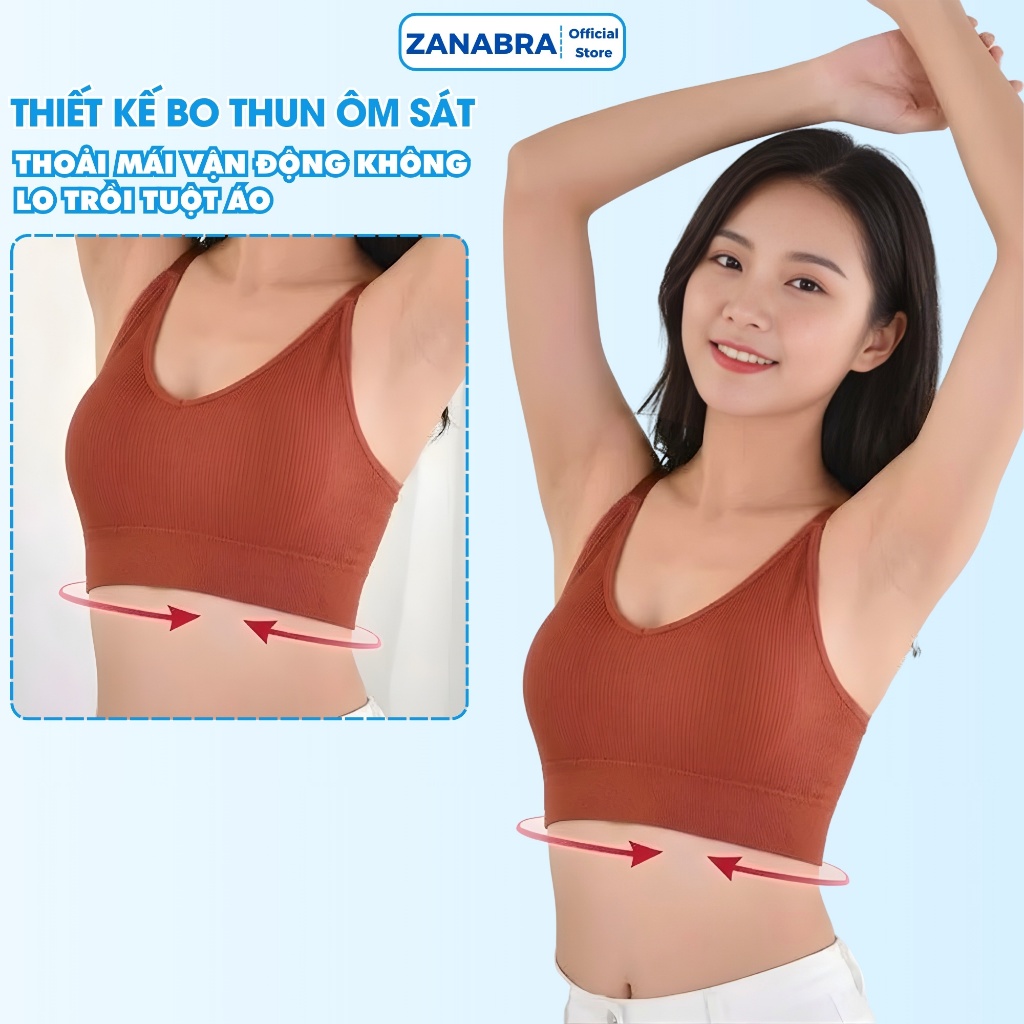 Combo 3 Áo Bra Nữ Tập Gym, Áo Ngực Nữ 2 Dây Mút Mỏng Điều Chỉnh Ngắn Dài ZANABRA B1182
