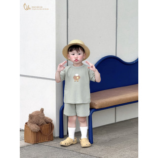 Ngọc Bảo An (1-2Y) Bộ quần áo cộc tay cotton 4 chiều thoáng mát, thấm hút tốt hoạ tiết đáng yêu 10kg đến 15kg