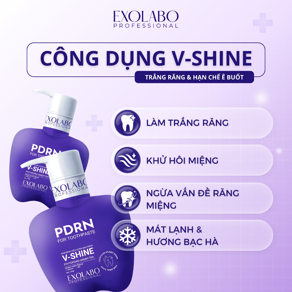 [ EXOLABO ] Kem Đánh Răng V-SHINE  – Kem Đánh Răng Làm Trắng Răng, Giảm Mảng Bám, Thơm Mát Dài Lâu, Bảo Vệ Men Răng.