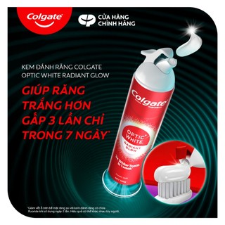 [LS] Bộ 2 kem đánh răng Colgate vòi nhấn thông minh Optic White Radiant Glow trắng răng, khóa chân không 130g/ống