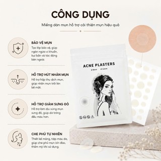 Miếng Dán Mụn Axit Salicylic, Tinh Chất Dầu Cây Trà, Che Khuyết Điểm Vô Hình Chăm Sóc Da Mặt.