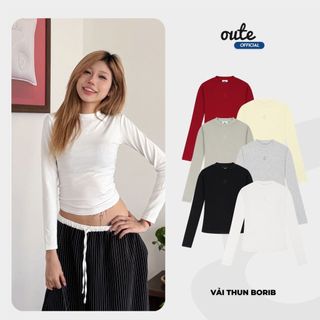 Áo Thun Nữ Dài Tay Ôm Body Outerity Long Slim Tee Basic Cotton Co Giãn Mềm Mịn