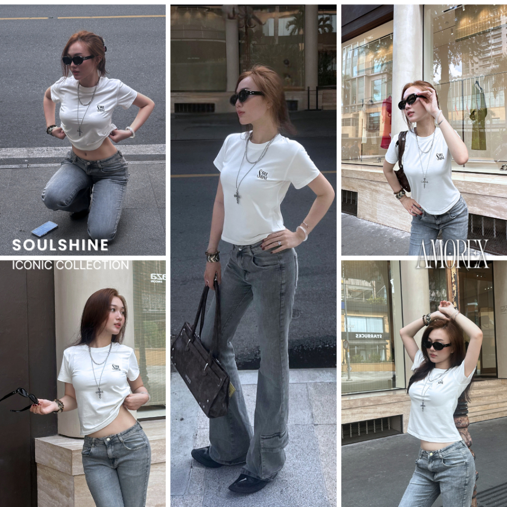 Áo Baby Tee Nữ Amorex Soulshine Thun Lạnh Tôn Dáng Co Giãn Thoáng Mát | BigBuy360 - bigbuy360.vn