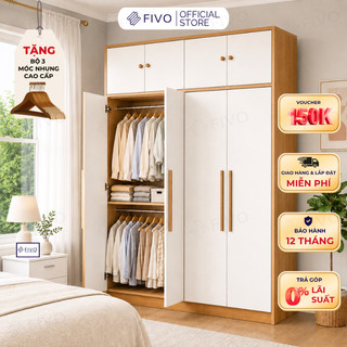 Tủ Quần Áo Gỗ Cửa Mở FIVO FC01, Gỗ Chống Ẩm Cao Cấp, Diện Tích Lớn, Phù Hợp Mọi Không Gian, Freeship + Free lắp đặt