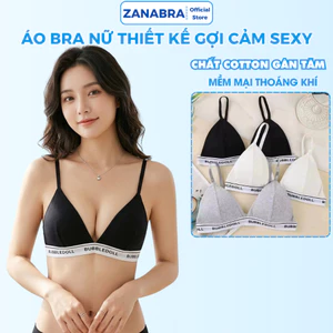 Áo bra nữ 2 dây mút mỏng viền chữ - Áo ngực không gọng cài sau, thun mịn ZANABRA B3009