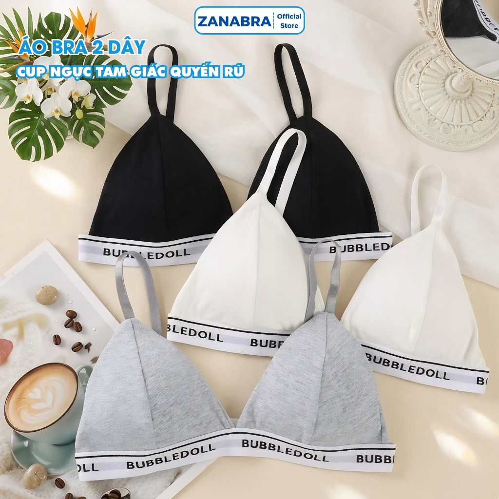 [MỚI 2026] Áo bra 2 dây không gọng mút mỏng dây chữ, Áo ngực nữ kiểu sexy trẻ trung ZANABRA B3009