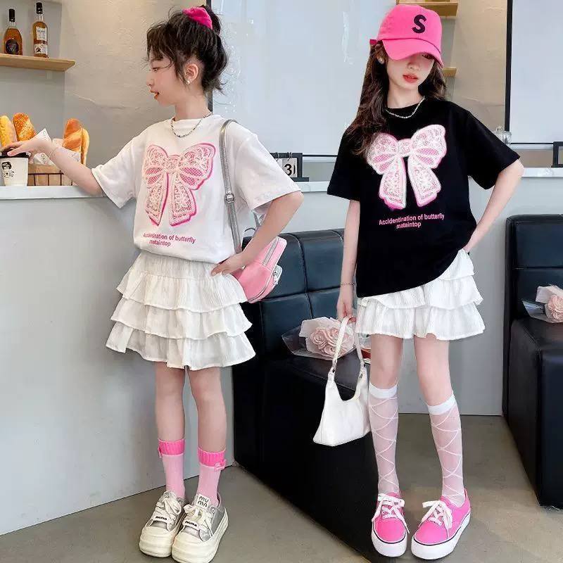 Áo cotton in nơ hồng cho bé gái size đại BEESHOP H26073