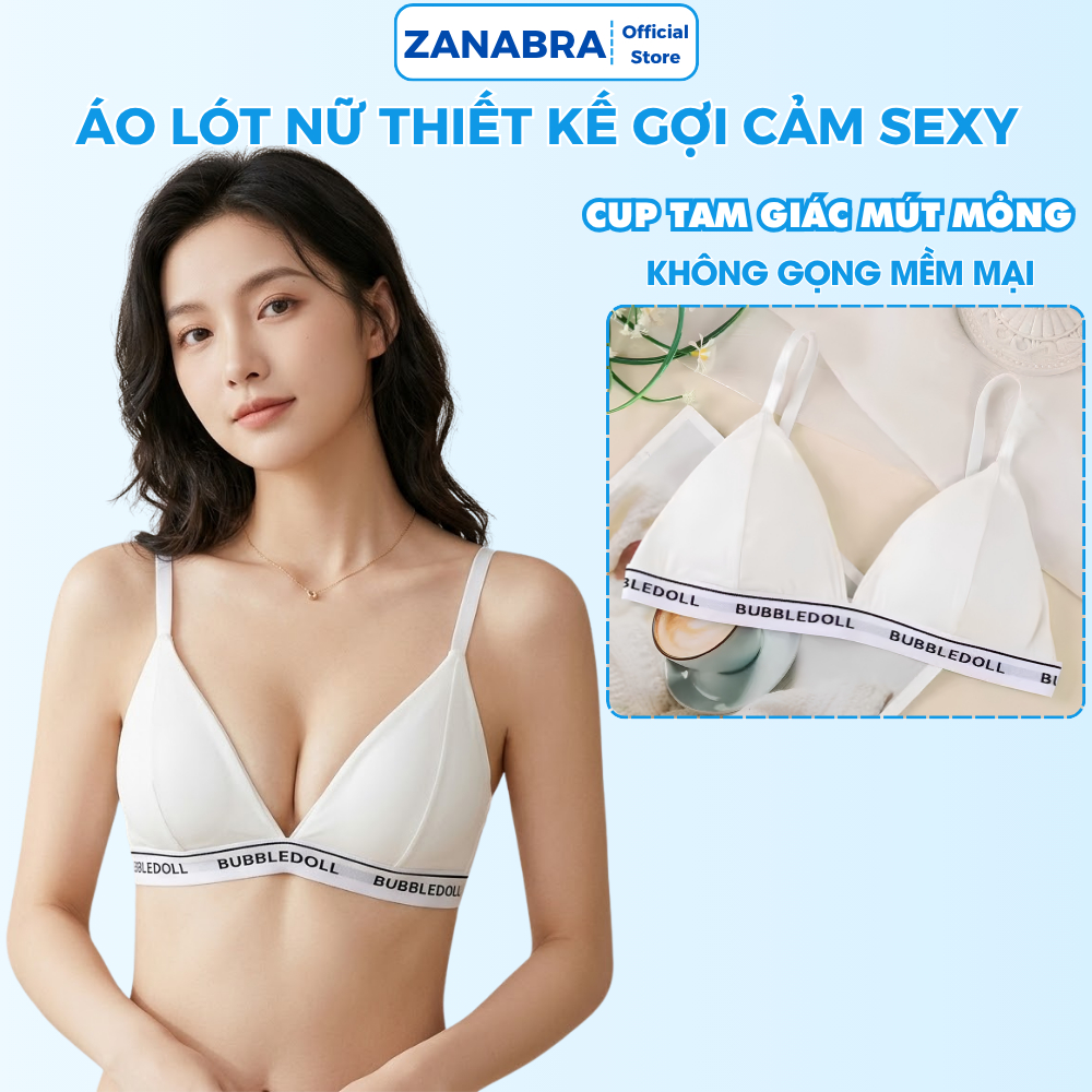 [MỚI 2026] Áo bra 2 dây không gọng mút mỏng dây chữ, Áo ngực nữ kiểu sexy trẻ trung ZANABRA B3009