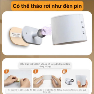 SUBOGDG Đèn ngủ không dây có từ tính không cần gắn dây kết nối đèn đọc sách, có pin sạc