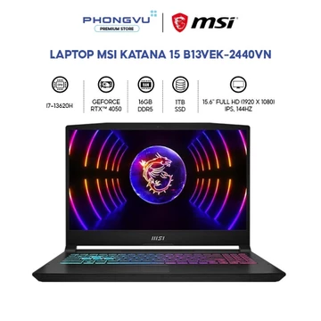 Laptop Gaming MSI Katana 15 B13VEK-2440VN (Đen) - Core i7-13620H | 16GB | 1TB SSD | RTX 4050 - BH 24 Tháng