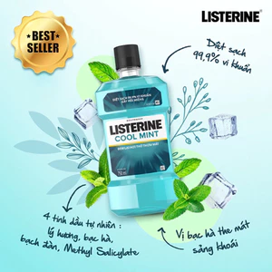 Nước Súc Miệng Listerine Diệt Khuẩn, Giữ Hơi Thở Thơm Mát Listerine Coolmint Mouthwash 250ml
