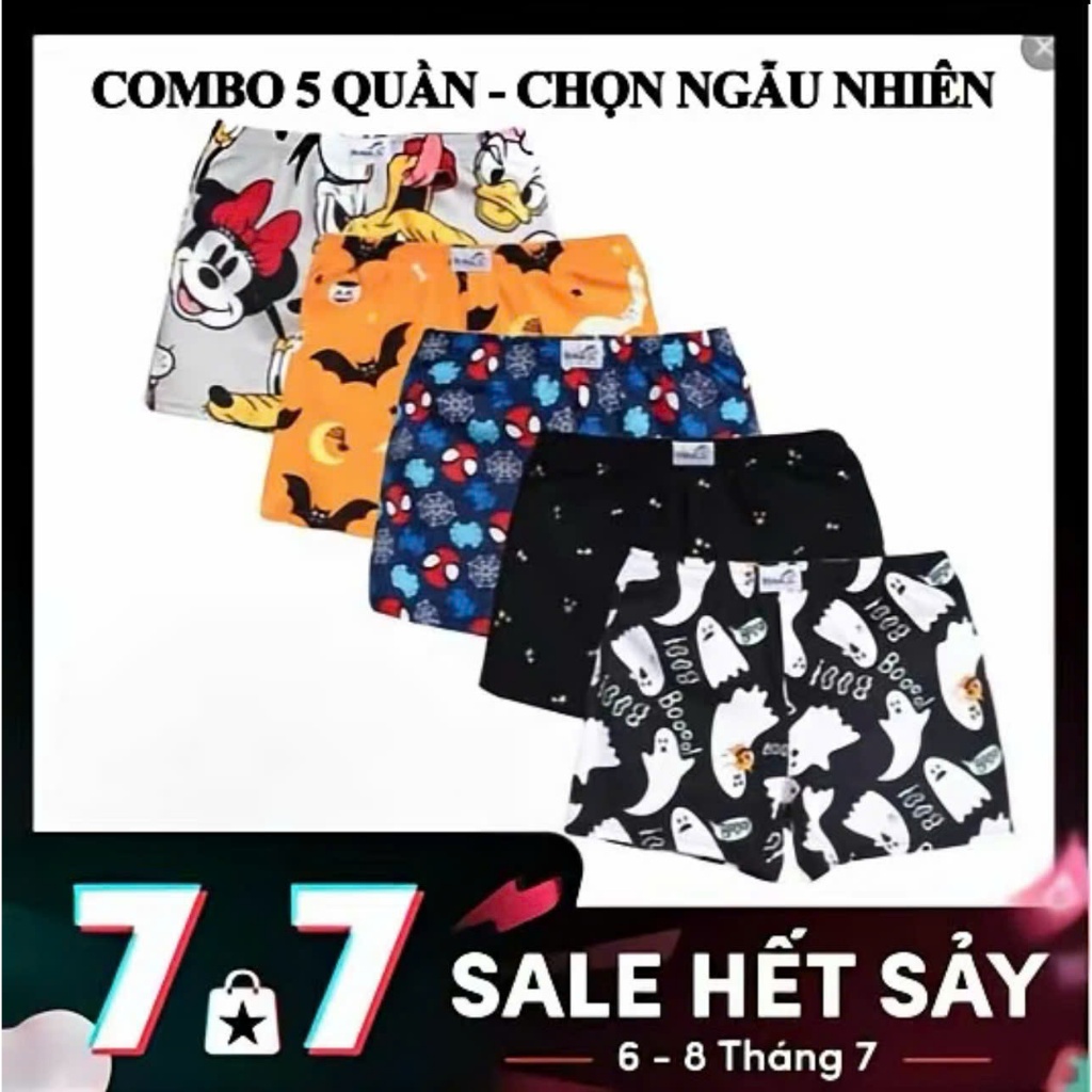 COMBO 5 Quần Đùi Mặc Nhà Vải Cotton Cao Cấp - Giao Ngẫu Nhiên