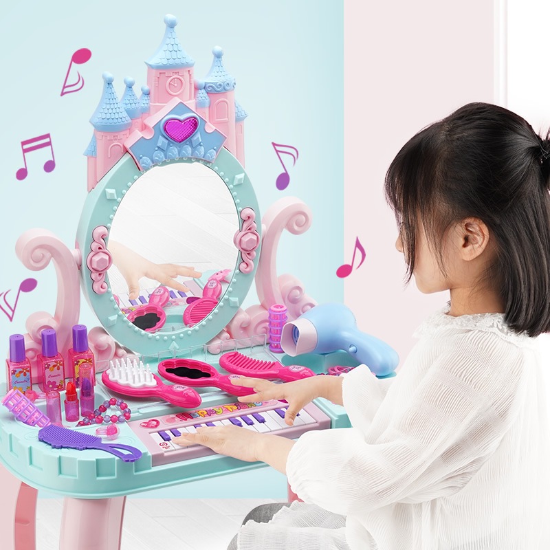 Đồ Chơi Bàn Trang Điểm Lâu Đài Kèm Đàn Piano Có Âm Thanh Và Ánh Sáng Cho Bé Đồ Chơi Trang Điểm - PUPU HOUSE
