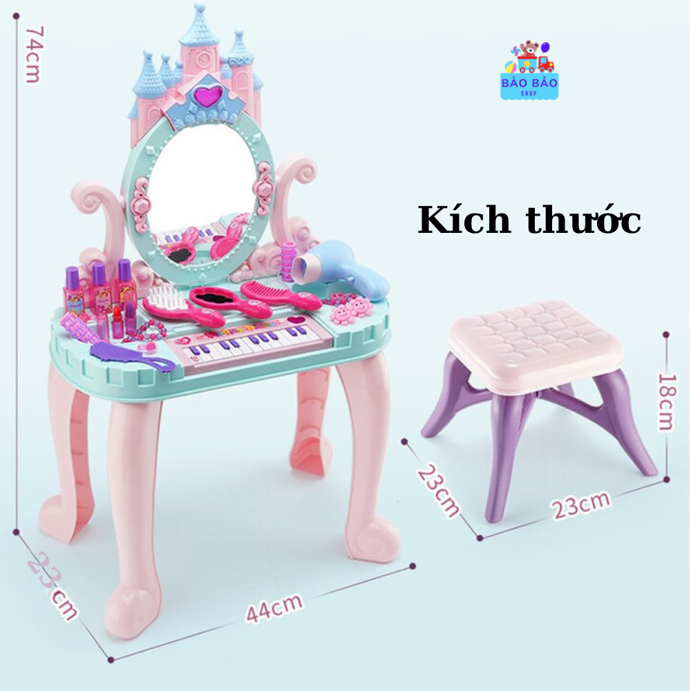 Đồ Chơi Bàn Trang Điểm Lâu Đài Kèm Đàn Piano Có Âm Thanh Và Ánh Sáng Cho Bé Đồ Chơi Trang Điểm - PUPU HOUSE