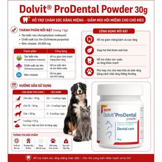 Bột Trộn Vào Thức Ăn, Giảm Hôi Miệng & Cao Răng Cho Chó Mèo - Dolvit ProDental Powder 30g | Châu Âu