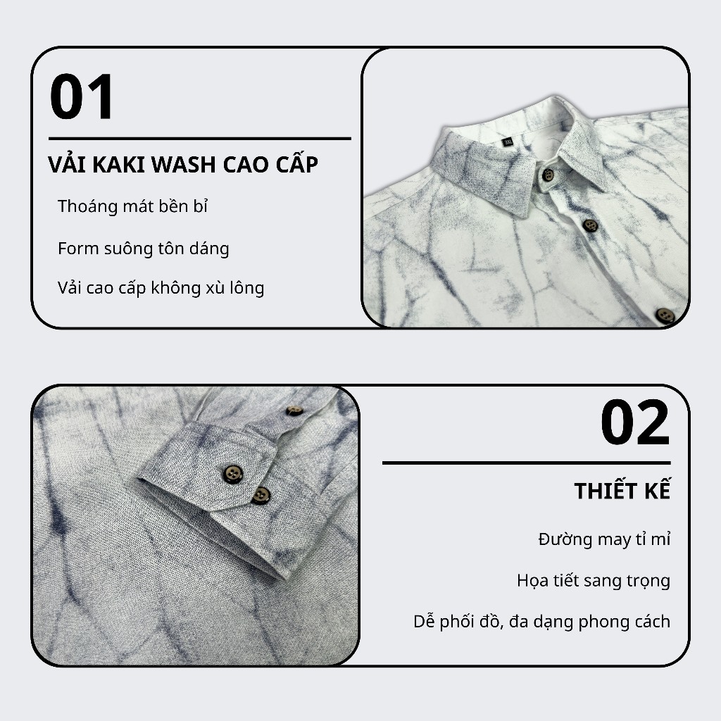 Sơ Mi Nam Vải Cotton Wash Hàn Quốc Cao Cấp Thấm Hút Mồ Hôi Sang Trọng 05