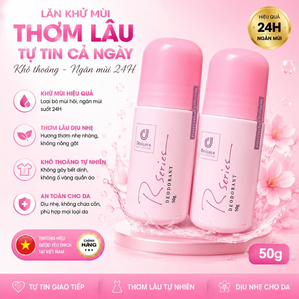 Sản phẩm lăn khử mùi dòng R của Thái Lan có hiệu quả khử mùi cao, kiểm soát mồ hôi suốt cả ngày và thân thiện với làn da